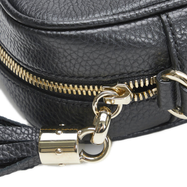 グッチ ソーホー インターロッキングG スモールディスコバッグ タッセル 斜め掛け ショルダーバッグ  308364 ブラック レザー レディース GUCCI 【中古】