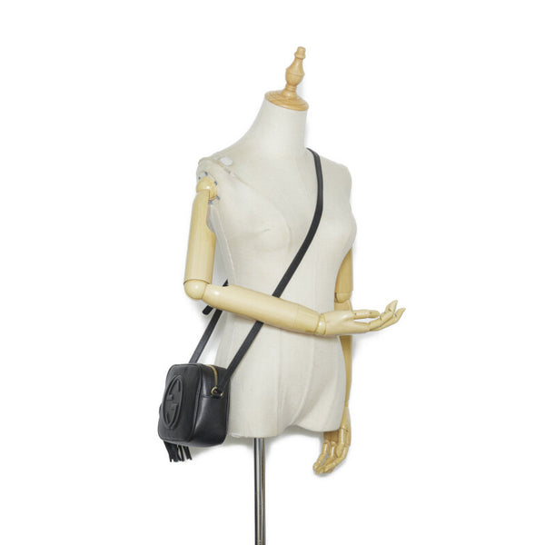 グッチ ソーホー インターロッキングG スモールディスコバッグ タッセル 斜め掛け ショルダーバッグ  308364 ブラック レザー レディース GUCCI 【中古】