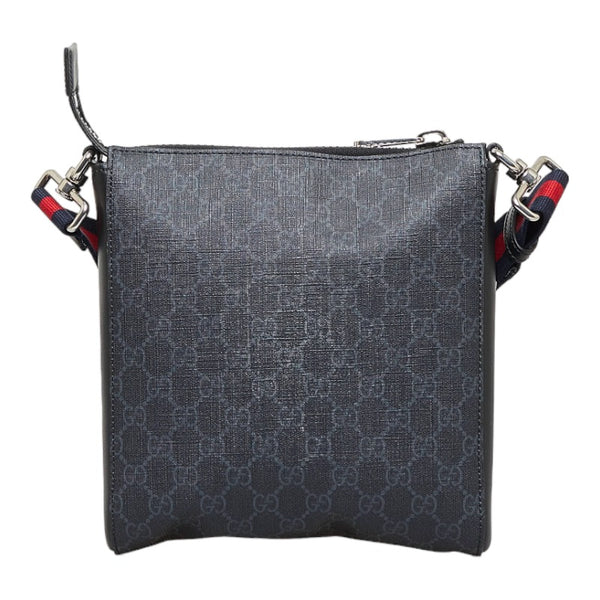 グッチ GGスプリーム スモールメッセンジャー 斜め掛け ショルダーバッグ 523599 ブラック グレー PVC レザー レディース GUCCI 【中古】