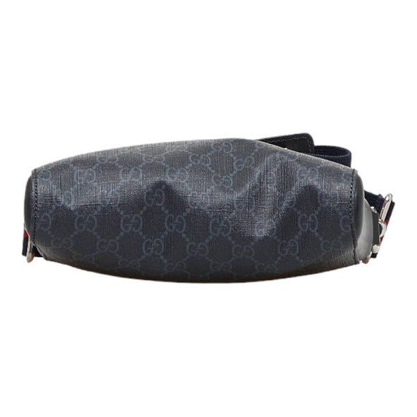 グッチ GGスプリーム スモールメッセンジャー 斜め掛け ショルダーバッグ 523599 ブラック グレー PVC レザー レディース GUCCI 【中古】