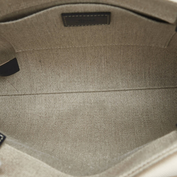 クロエ ウッディ スモール トートバッグ ショルダーバッグ 2WAY ベージュ ネイビー キャンバス レザー レディース Chloe 【中古】