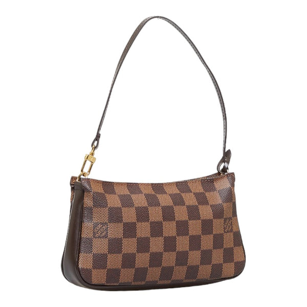 ルイ ヴィトン ダミエ ナヴォナ アクセサリーポーチ ハンドバッグ N51983 ブラウン PVC レザー レディース LOUIS VUITTON 【中古】