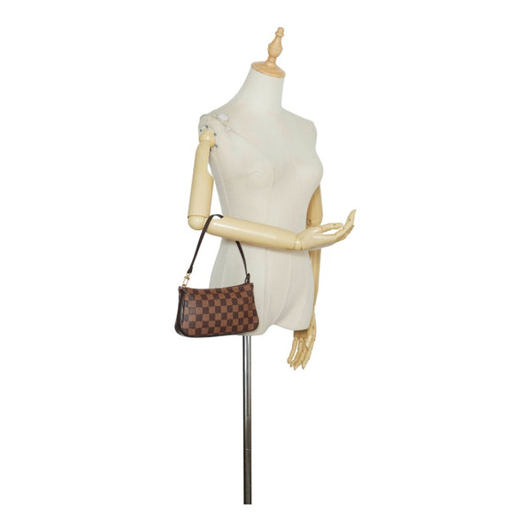 ルイ ヴィトン ダミエ ナヴォナ アクセサリーポーチ ハンドバッグ N51983 ブラウン PVC レザー レディース LOUIS VUITTON 【中古】