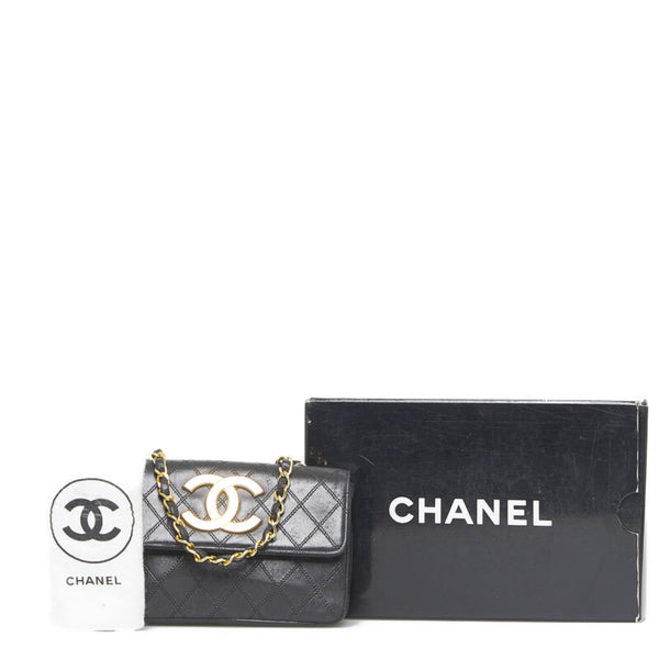 シャネル デカココ ココマーク ビコローレ チェーンショルダーバッグ  ブラック レザー レディース CHANEL 【中古】