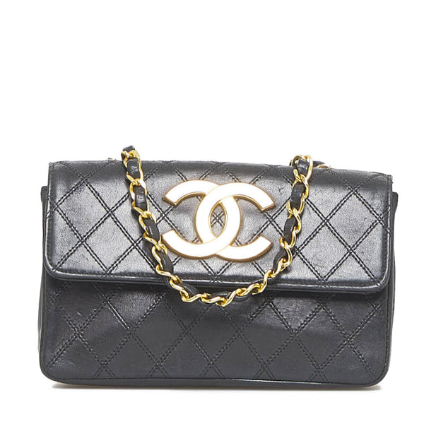 シャネル デカココ ココマーク ビコローレ チェーンショルダーバッグ  ブラック レザー レディース CHANEL 【中古】