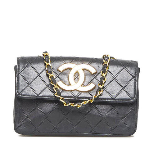 シャネル デカココ ココマーク ビコローレ チェーンショルダーバッグ  ブラック レザー レディース CHANEL 【中古】