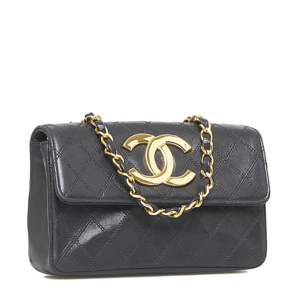 シャネル デカココ ココマーク ビコローレ チェーンショルダーバッグ  ブラック レザー レディース CHANEL 【中古】