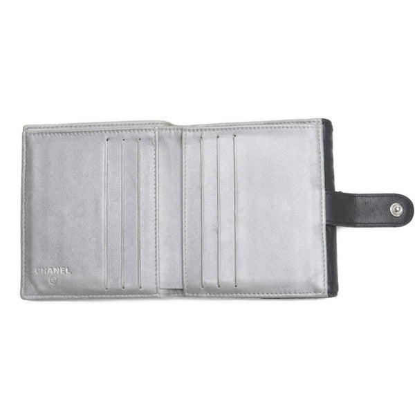 シャネル カメリア ココマーク 二つ折り財布 ブラック レザー レディース CHANEL 【中古】