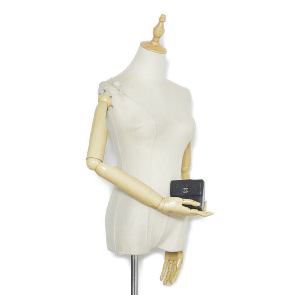 シャネル カメリア ココマーク 二つ折り財布 ブラック レザー レディース CHANEL 【中古】