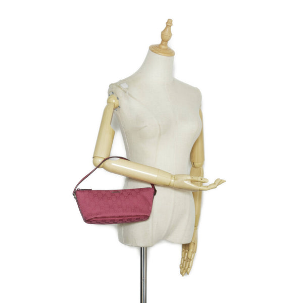 グッチ GGキャンバス アクセサリーポーチ 07198 ピンク キャンバス レザー レディース GUCCI 【中古】