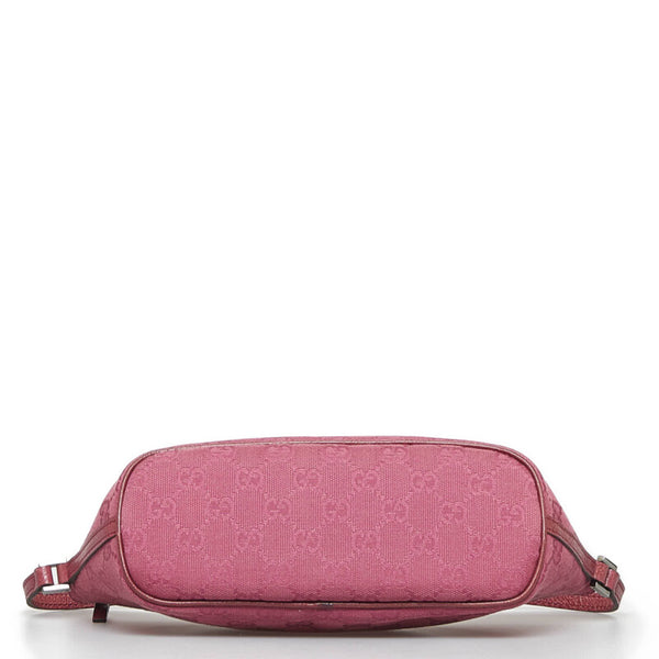 グッチ GGキャンバス アクセサリーポーチ 07198 ピンク キャンバス レザー レディース GUCCI 【中古】