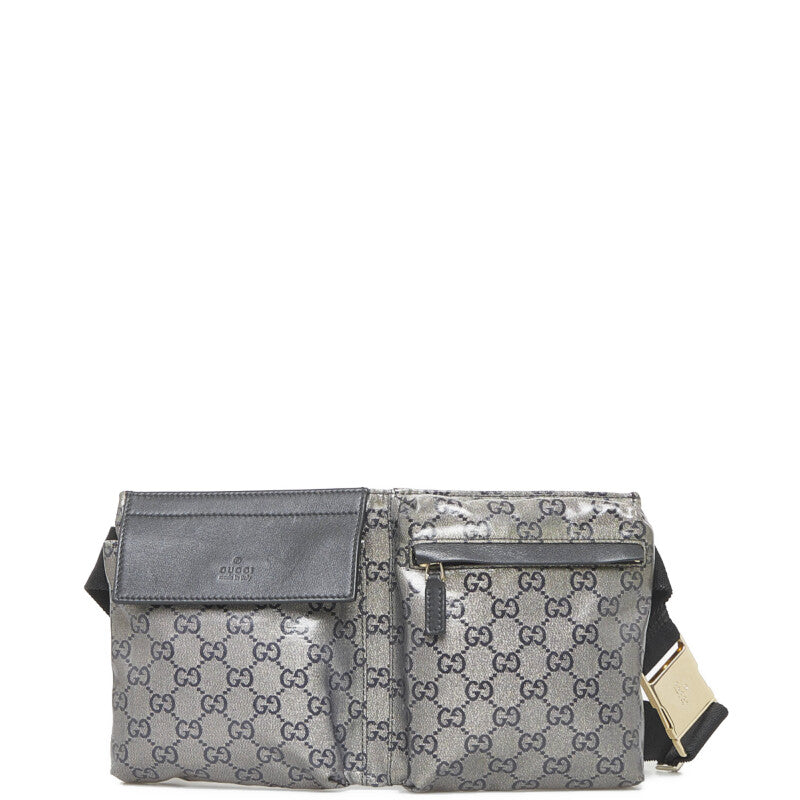 グッチ GGクリスタル ボディバッグ ウエストバッグ 28566 ネイビー ゴールド キャンバス レザー レディース GUCCI 【中古】