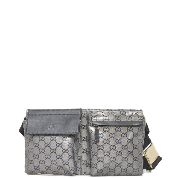 グッチ GGクリスタル ボディバッグ ウエストバッグ 28566 ネイビー ゴールド キャンバス レザー レディース GUCCI 【中古】