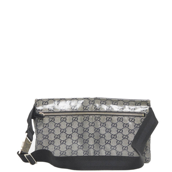 グッチ GGクリスタル ボディバッグ ウエストバッグ 28566 ネイビー ゴールド キャンバス レザー レディース GUCCI 【中古】