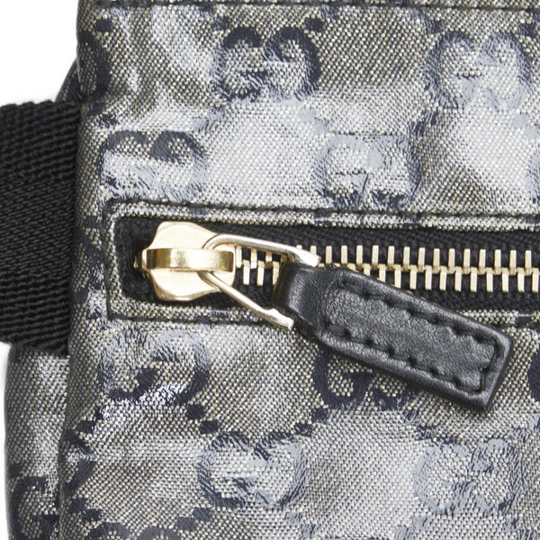 グッチ GGクリスタル ボディバッグ ウエストバッグ 28566 ネイビー ゴールド キャンバス レザー レディース GUCCI 【中古】