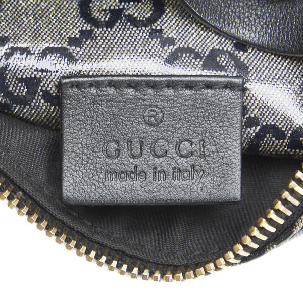 グッチ GGクリスタル ボディバッグ ウエストバッグ 28566 ネイビー ゴールド キャンバス レザー レディース GUCCI 【中古】