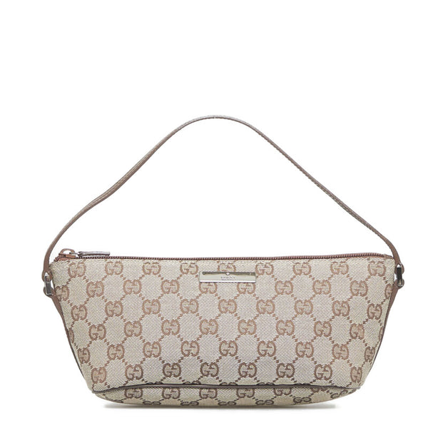 グッチ GGキャンバス ポーチ アクセサリーポーチ 07198 ベージュ キャンバス レザー レディース GUCCI 【中古】