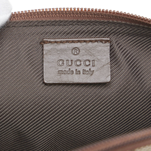 グッチ GGキャンバス ポーチ アクセサリーポーチ 07198 ベージュ キャンバス レザー レディース GUCCI 【中古】
