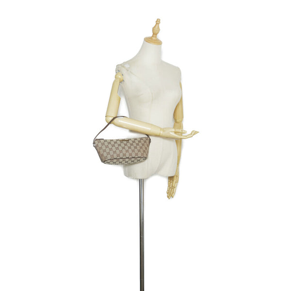 グッチ GGキャンバス ポーチ アクセサリーポーチ 07198 ベージュ キャンバス レザー レディース GUCCI 【中古】