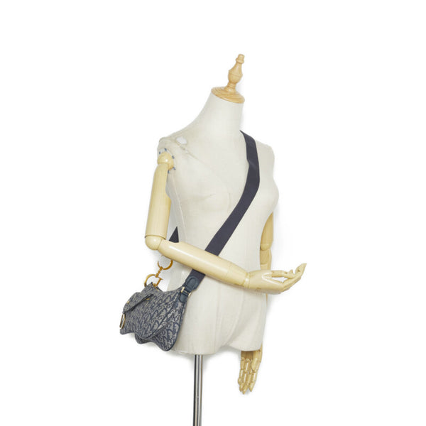 ディオール トロッター 斜め掛け ショルダーバッグ ネイビー キャンバス レザー レディース Dior 【中古】