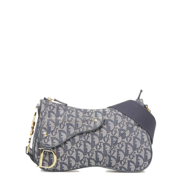 ディオール トロッター 斜め掛け ショルダーバッグ ネイビー キャンバス レザー レディース Dior 【中古】