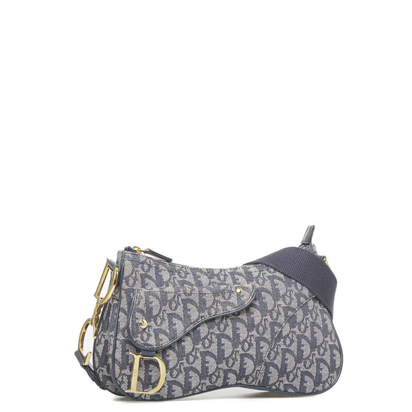ディオール トロッター 斜め掛け ショルダーバッグ ネイビー キャンバス レザー レディース Dior 【中古】