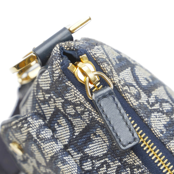 ディオール トロッター 斜め掛け ショルダーバッグ ネイビー キャンバス レザー レディース Dior 【中古】