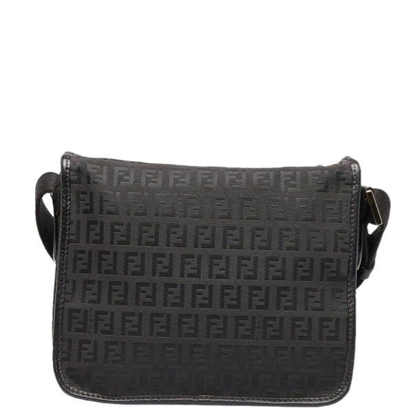 フェンディ ズッカ 斜め掛け ショルダーバッグ 8BT089 ブラック キャンバス レザー レディース FENDI 【中古】