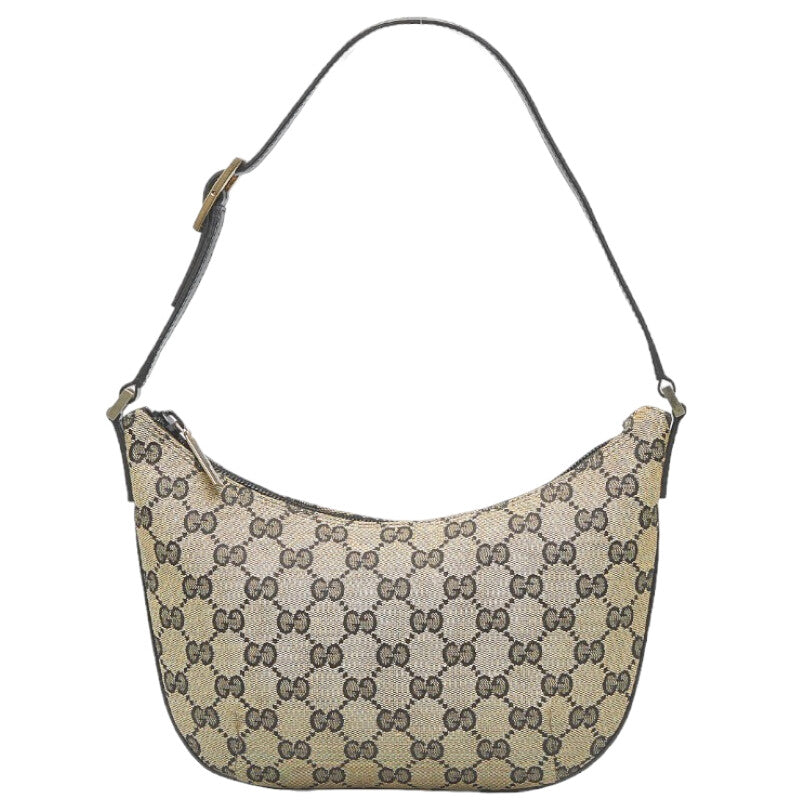 グッチ GGキャンバス ワンショルダーバッグ ハンドバッグ 001998 ブラウン ブラック キャンバス レザー レディース GUCCI 【中古】