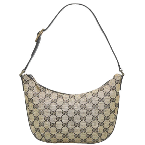 グッチ GGキャンバス ワンショルダーバッグ ハンドバッグ 001998 ブラウン ブラック キャンバス レザー レディース GUCCI 【中古】