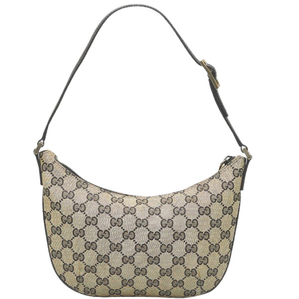 グッチ GGキャンバス ワンショルダーバッグ ハンドバッグ 001998 ブラウン ブラック キャンバス レザー レディース GUCCI 【中古】