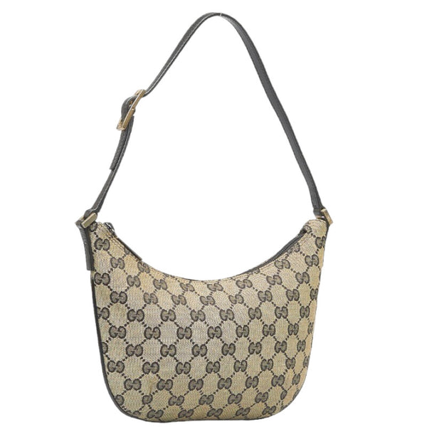 グッチ GGキャンバス ワンショルダーバッグ ハンドバッグ 001998 ブラウン ブラック キャンバス レザー レディース GUCCI 【中古】