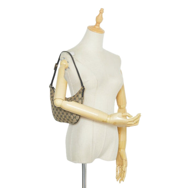 グッチ GGキャンバス ワンショルダーバッグ ハンドバッグ 001998 ブラウン ブラック キャンバス レザー レディース GUCCI 【中古】