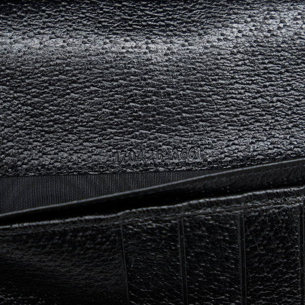 グッチ GGキャンバス チェーンウォレット 長財布 2WAY 170426 ブラック キャンバス レザー レディース GUCCI 【中古】