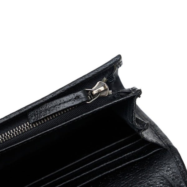 グッチ GGキャンバス チェーンウォレット 長財布 2WAY 170426 ブラック キャンバス レザー レディース GUCCI 【中古】