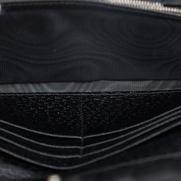 グッチ GGキャンバス チェーンウォレット 長財布 2WAY 170426 ブラック キャンバス レザー レディース GUCCI 【中古】