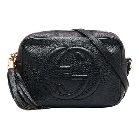 グッチ ソーホー インターロッキングG スモールディスコバッグ タッセル 斜め掛け ショルダーバッグ 308364 ブラック レザー レディース GUCCI 【中古】