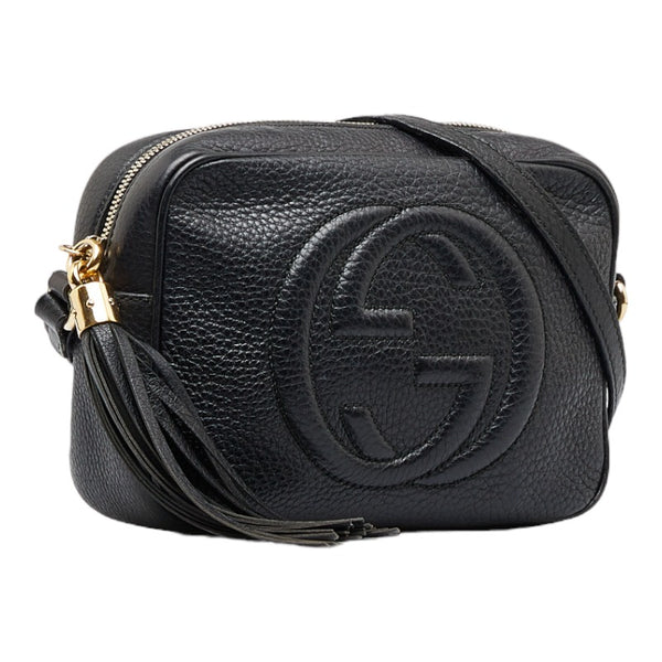 グッチ ソーホー インターロッキングG スモールディスコバッグ タッセル 斜め掛け ショルダーバッグ 308364 ブラック レザー レディース GUCCI 【中古】