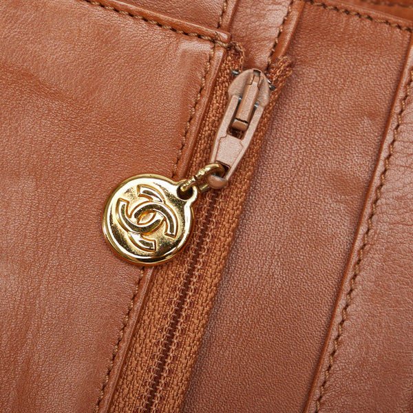 シャネル ココマーク ココロック ゴールド金具 三つ折り財布 ブラウン レザー レディース CHANEL 【中古】