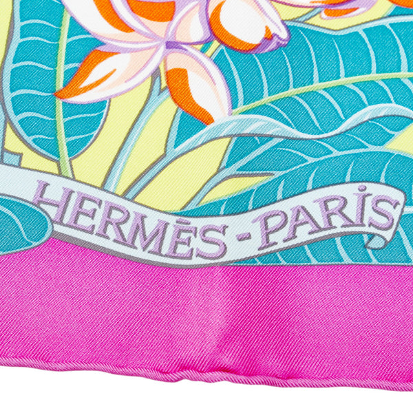 エルメス カレ90 Flamingo Party フラミンゴパーティ スカーフ パープル マルチカラー シルク レディース HERMES 【中古】