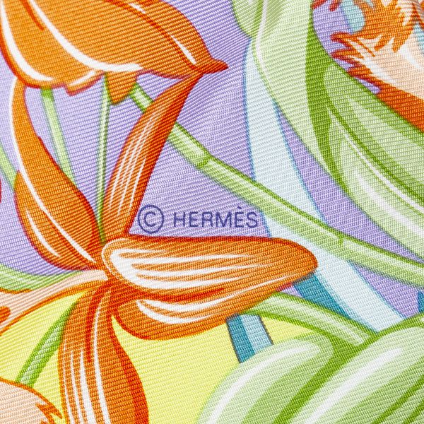 エルメス カレ90 Flamingo Party フラミンゴパーティ スカーフ パープル マルチカラー シルク レディース HERMES 【中古】