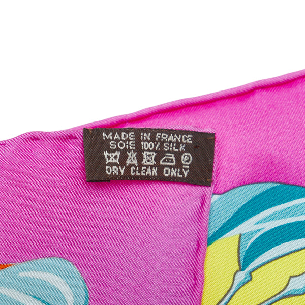 エルメス カレ90 Flamingo Party フラミンゴパーティ スカーフ パープル マルチカラー シルク レディース HERMES 【中古】