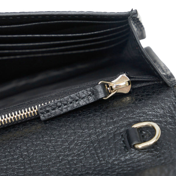 グッチ インターロッキングG チェーンウォレット 長財布 2WAY 466506 ブラック レザー レディース GUCCI 【中古】