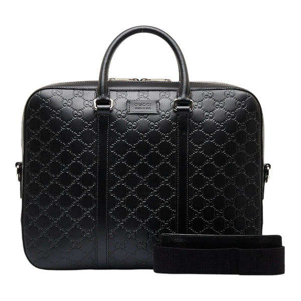 グッチ グッチシマ ビジネスバッグ ハンドバッグ ショルダーバッグ 2WAY 435322 ブラック レザー メンズ GUCCI 【中古】