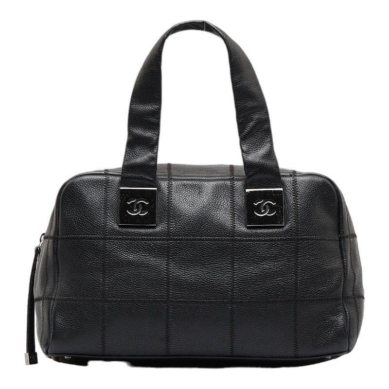 シャネル チョコバー ココマーク ハンドバッグ ミニボストンバッグ ブラック キャビアスキン レディース CHANEL 【中古】
