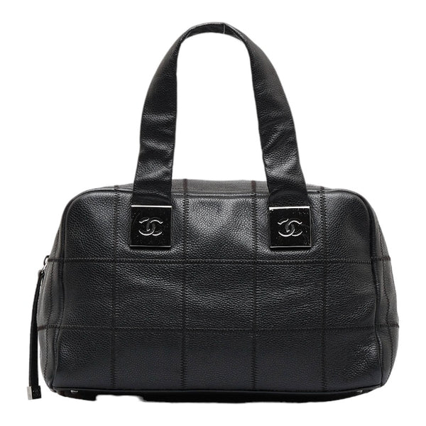 シャネル チョコバー ココマーク ハンドバッグ ミニボストンバッグ ブラック キャビアスキン レディース CHANEL 【中古】