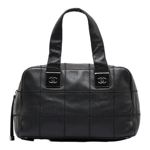 シャネル チョコバー ココマーク ハンドバッグ ミニボストンバッグ ブラック キャビアスキン レディース CHANEL 【中古】