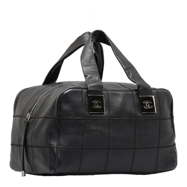シャネル チョコバー ココマーク ハンドバッグ ミニボストンバッグ ブラック キャビアスキン レディース CHANEL 【中古】