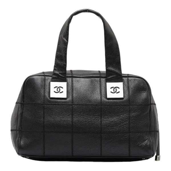 シャネル チョコバー ココマーク ハンドバッグ ミニボストンバッグ ブラック キャビアスキン レディース CHANEL 【中古】