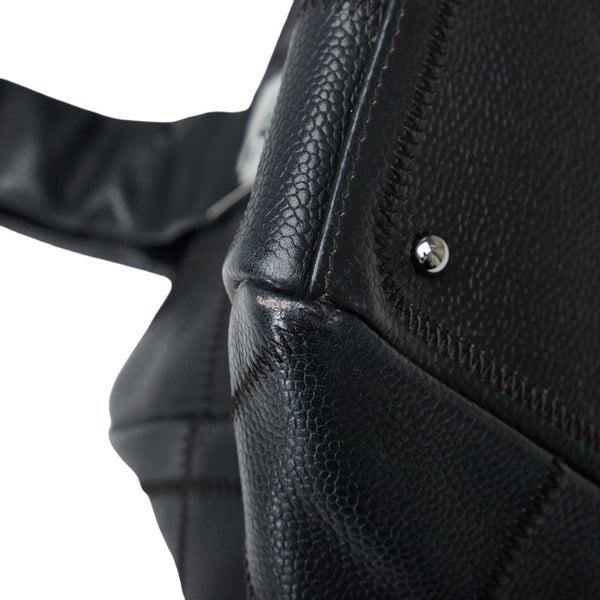 シャネル チョコバー ココマーク ハンドバッグ ミニボストンバッグ ブラック キャビアスキン レディース CHANEL 【中古】